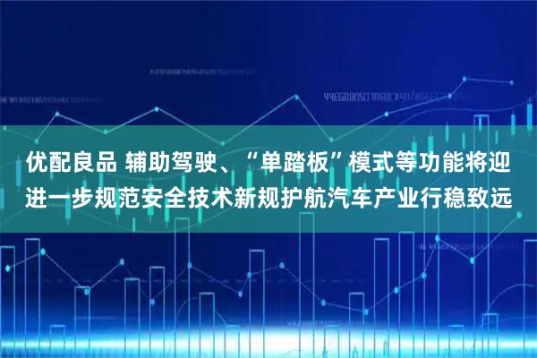 优配良品 辅助驾驶、“单踏板”模式等功能将迎进一步规范安全技术新规护航汽车产业行稳致远